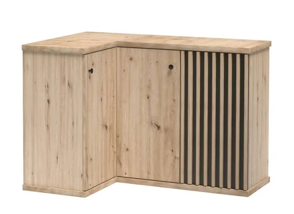 Komoda rohová BARBUS dub artisan/černá Sleva