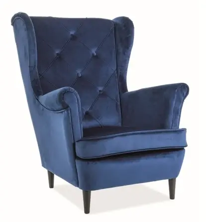 Cenová Bomba Čalouněné křeslo LADY velvet modrá/wenge