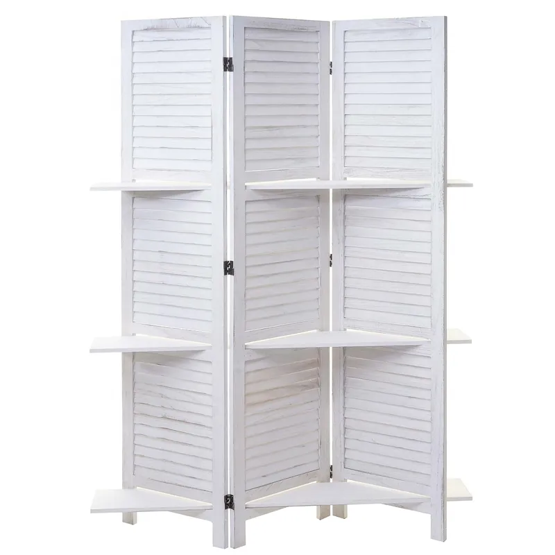Cenový Hit Paraván Shabby vintage s poličkama - 170 x 125 cm - Bílá / bílá