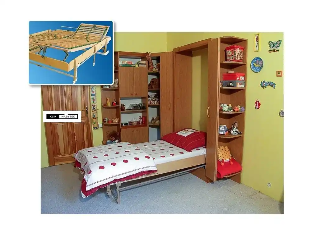 Sklopná jednolůžková postel KOMPLET - polohovací rošt (30 lamel) Akce