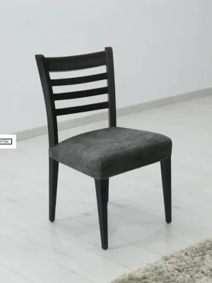 Rychlé Dodání Potah elastický na sedák židle Estivella (odolný proti skvrnám) - tmavě šedý (2 ks)
