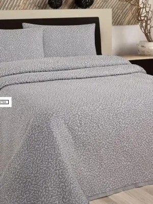 Horká Nabídka Přehoz na postel Leaf - šedomodrý