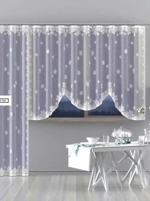 Vrácení Zdarma Hotová záclona Winter - motiv vloček
