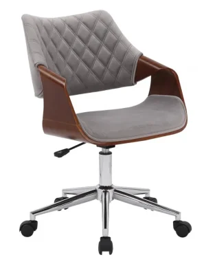 Zlevněný Designová kancelářská židle COLT - samet, ořech, šedá Halmar