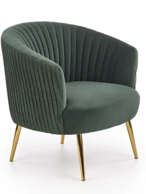 Designové křeslo CROWN — kov, látka, zelená Halmar Sleva