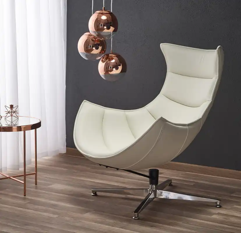 Ověřený Designové křeslo LUXOR — otáčení, nerez ocel / bílá kůže Halmar