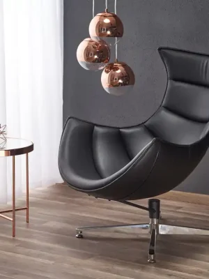 Designové křeslo LUXOR — otáčení, nerez ocel / černá kůže Halmar Pouze Dnes
