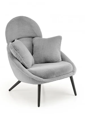 Designové křeslo MERRY s polštáři - ocel, látka, šedá Halmar Novinka