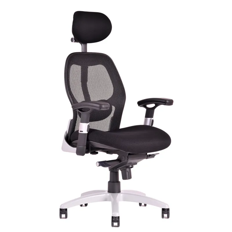 Ergonomická kancelářská židle na kolečkách SATURN – s područkami, více barev - Čalounění Saturn NET černá Vysoce Kvalitní