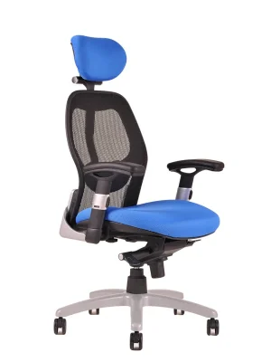 Ergonomická kancelářská židle na kolečkách SATURN – s područkami, více barev - Čalounění Saturn NET modrá Výprodej