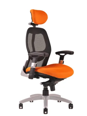 Ergonomická kancelářská židle na kolečkách SATURN – s područkami, více barev - Čalounění Saturn NET oranžová Aktuální