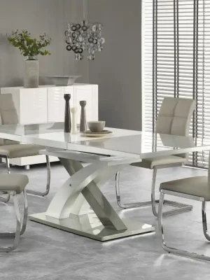 Aktuální Jídelní rozkládací stůl SANDOR 2 –? 160x90x78 (+60), kov, šedý Halmar