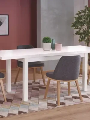 Výprodej Jídelní rozkládací stůl TIAGO 2 – 140x80 (+80), dřevo, bílá Halmar