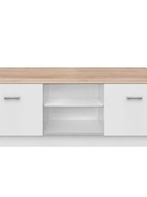 Originální TV stolek TOPTY — 120x42x46, dub sonoma, bílá Kondela