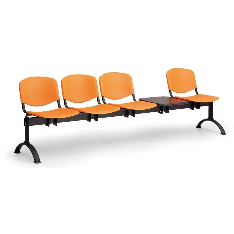 Akční Cena Plastová lavice ISO II, 4-sedák + stolek - černé nohy, oranžová