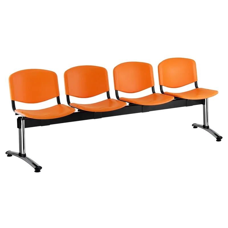 Cenově Výhodný Plastová lavice ISO, 4-sedák - chromované nohy, oranžová