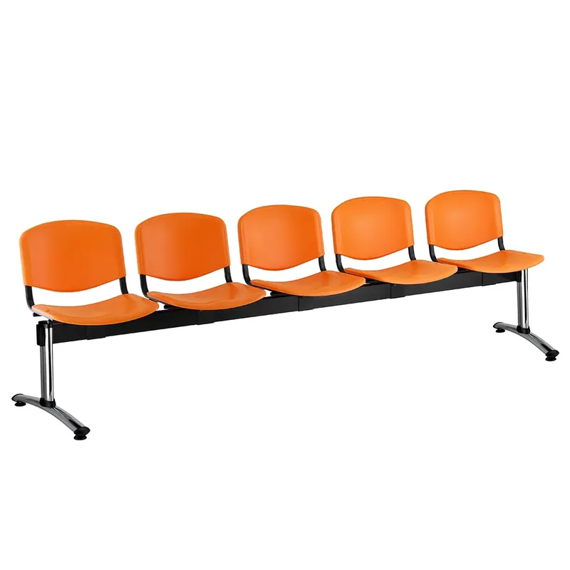 Plastová lavice ISO, 5-sedák - chromované nohy, oranžová Speciální Cena