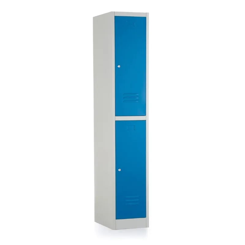 Kovová šatní skříňka - 2 boxy, 38 x 45 x 185 cm, cylindrický zámek, modrá - ral 5012 Pouze Dnes