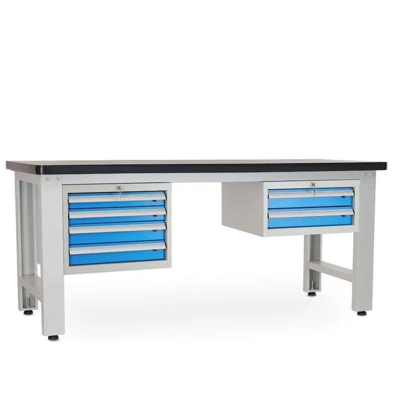 Poslední Šance Dílenský stůl Solid MDF-42, 210 cm, 2 závěsné boxy, černá