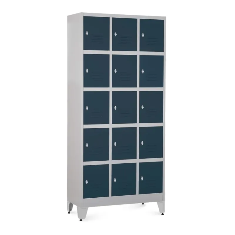 Jen Po Omezenou Doba Kovová šatní skříňka - 15 boxů, 90 x 40 x 196,5 cm, nastavitelné nožky, otočný zámek, antracitová - ral 7016