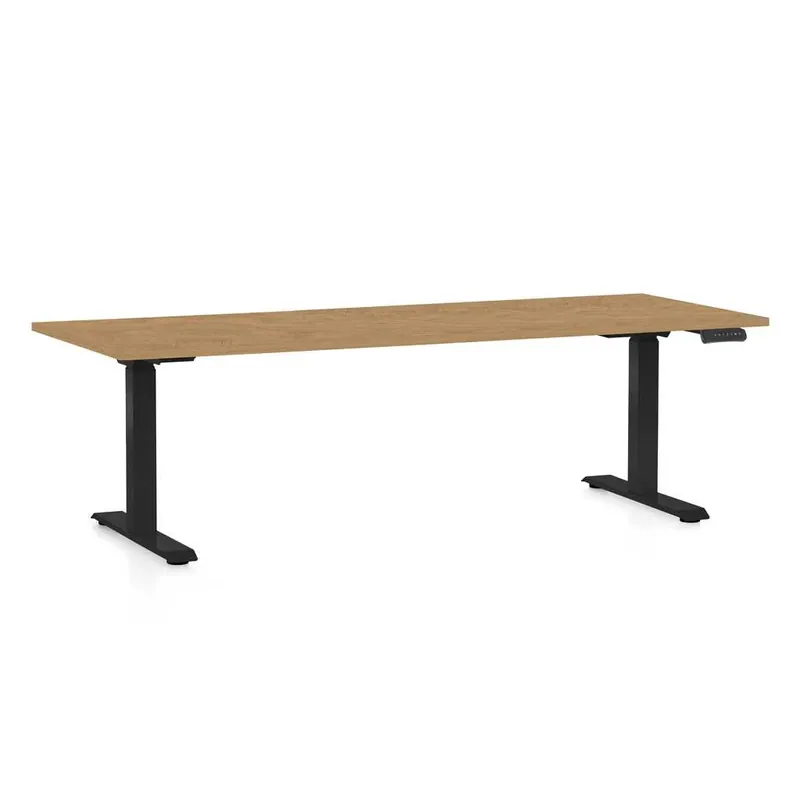 Jen Po Omezenou Doba Výškově nastavitelný stůl OfficeTech C, 200 x 80 cm, černá podnož, dub kamenný