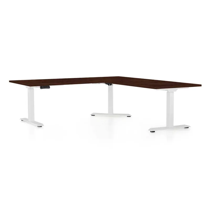 Ihned K Objednání Výškově nastavitelný stůl OfficeTech Angle, 180 x 200 cm, bílá podnož, wenge