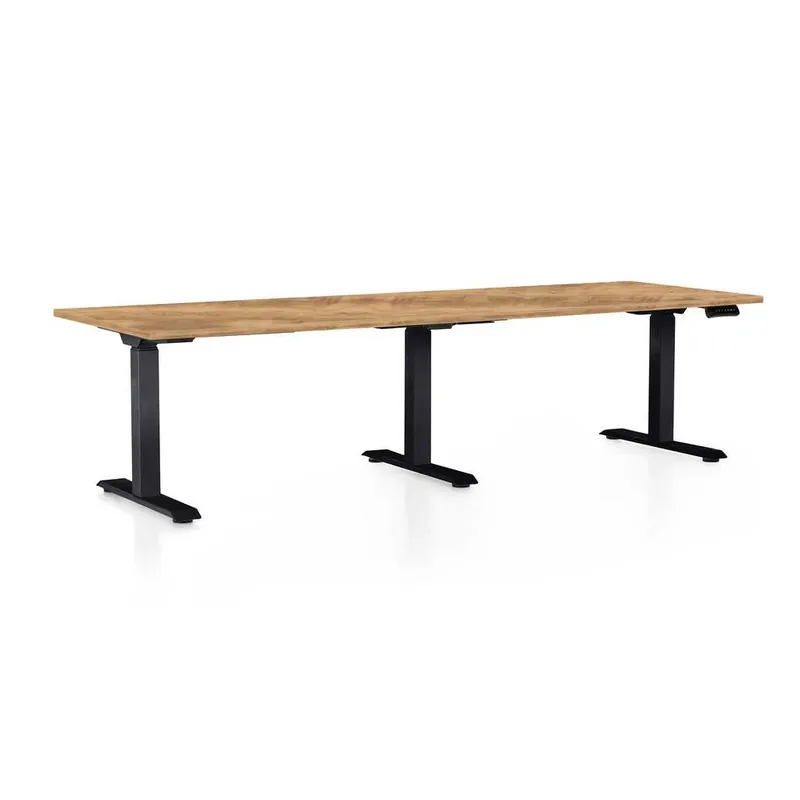 Výškově nastavitelný stůl OfficeTech Long, 240 x 80 cm, černá podnož, dub zlatý Speciální Cena