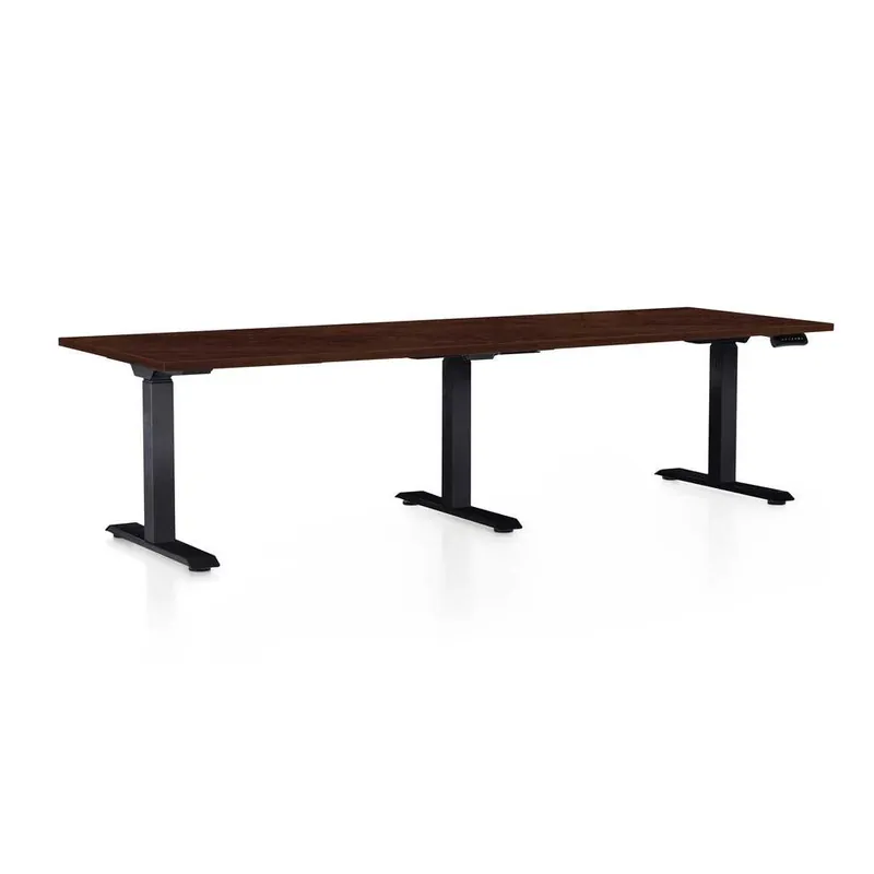 Expresní Doručení Výškově nastavitelný stůl OfficeTech Long, 240 x 80 cm, černá podnož, wenge