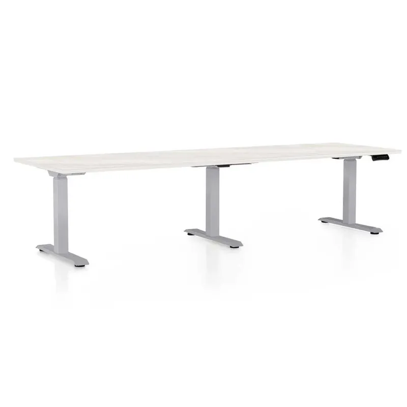 Akční Cena Výškově nastavitelný stůl OfficeTech Long, 260 x 80 cm, šedá podnož, bílý jasan