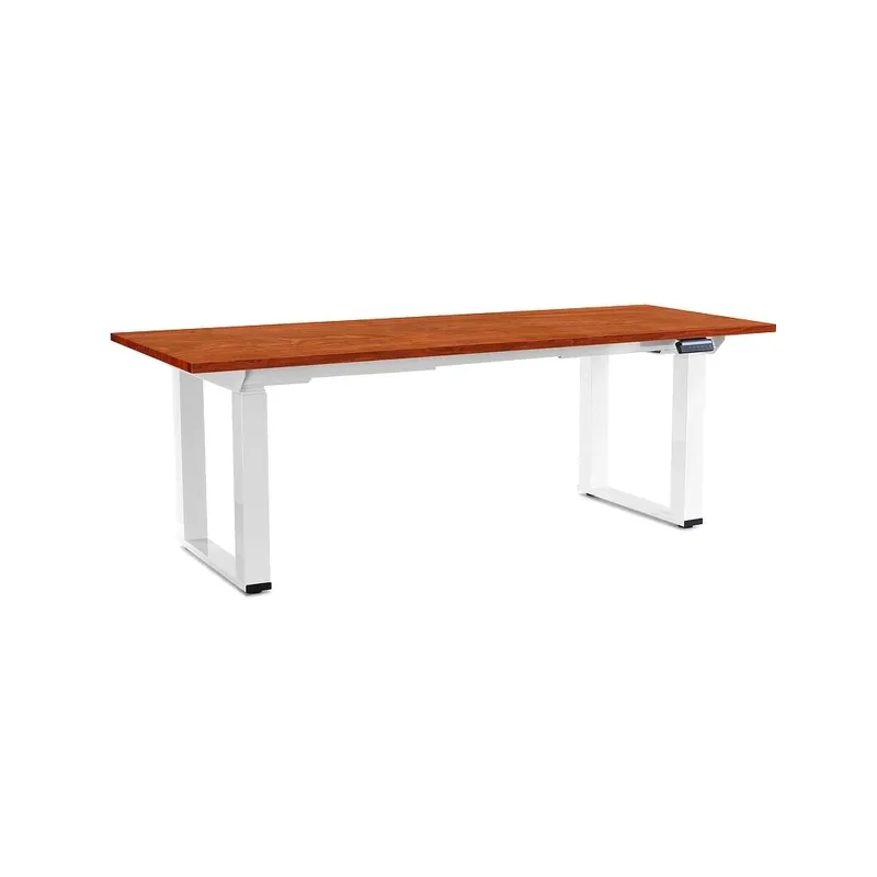 Výprodej Výškově nastavitelný stůl OfficeTech Strong 200 x 80 cm, bílá podnož, třešeň