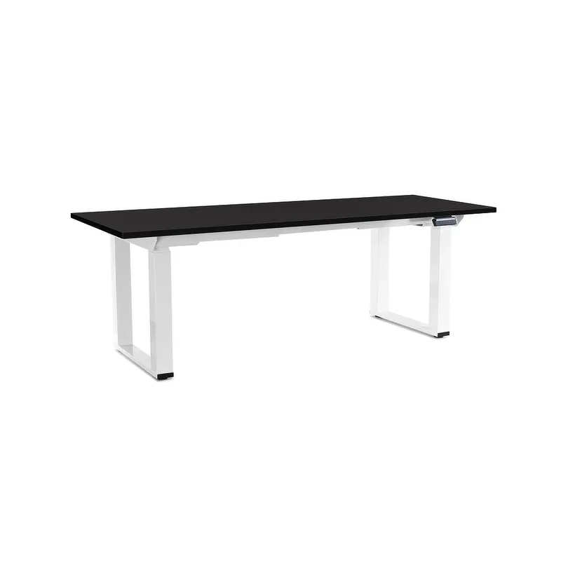 Značkový Výškově nastavitelný stůl OfficeTech Strong 200 x 80 cm, bílá podnož, černá