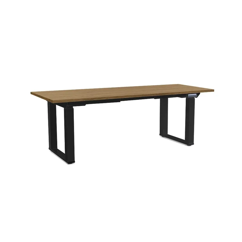 Výškově nastavitelný stůl OfficeTech Strong 200 x 80 cm, černá podnož, dub kamenný Horká Nabídka