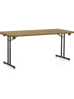 Akční Cena Skládací stůl 180 x 80 cm, černá podnož, dub kamenný