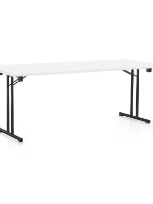 Skládací stůl 200 x 80 cm, černá podnož, bílá Speciální Cena