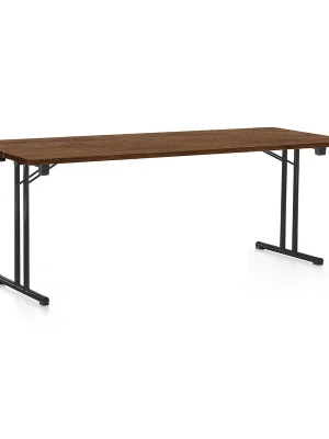 Nízká Cena Skládací stůl 200 x 80 cm, černá podnož, dub silverjack