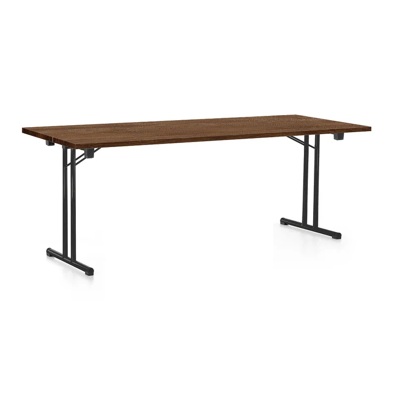 Nízká Cena Skládací stůl 200 x 80 cm, černá podnož, dub silverjack