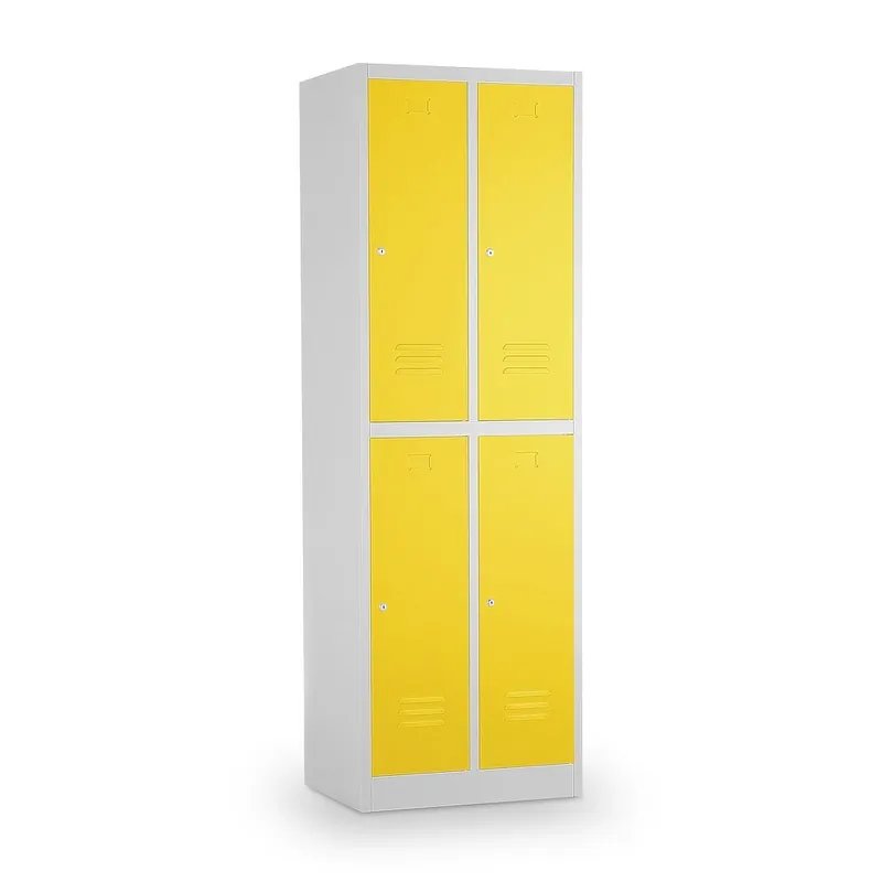 Cenový Hit Kovová šatní skříňka - 4 boxy, 60 x 45 x 185 cm, cylindrický zámek, žlutá - ral 1023