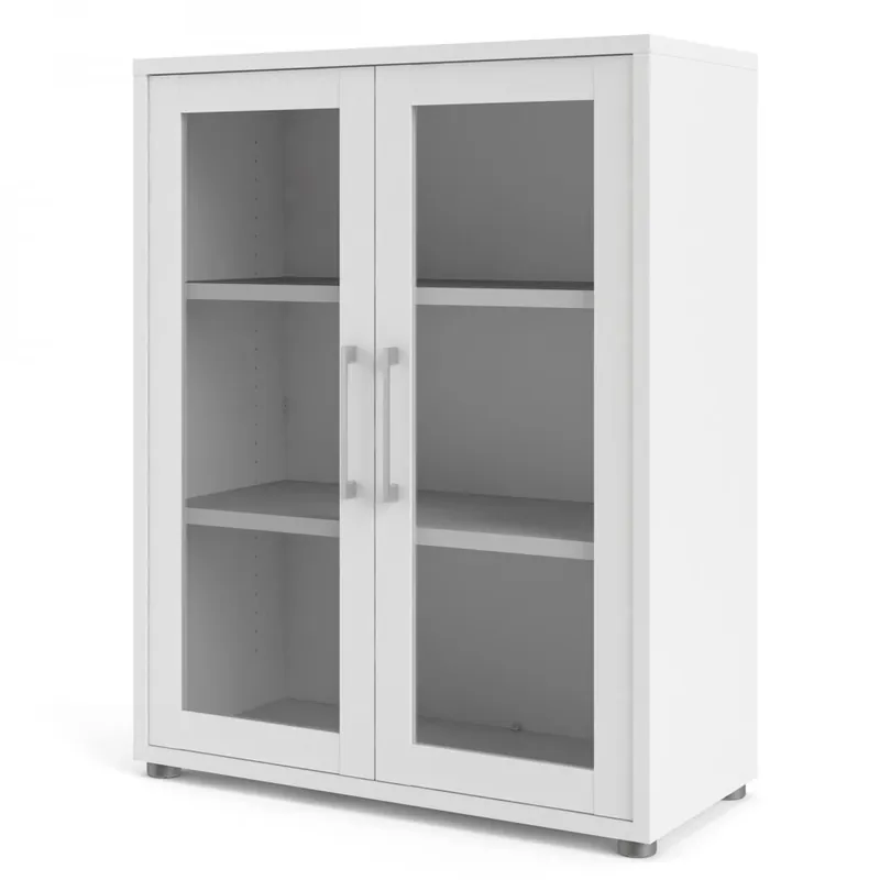 Tovární Cena Skříň Modulo 89 x 40 x 113 cm, dveře sklo, bílá / čirá