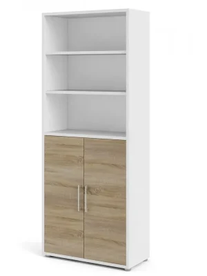Omezená Nabídka Skříň Modulo 89 x 40 x 221,5 cm, dveře dřevo, bílá / dub sonoma