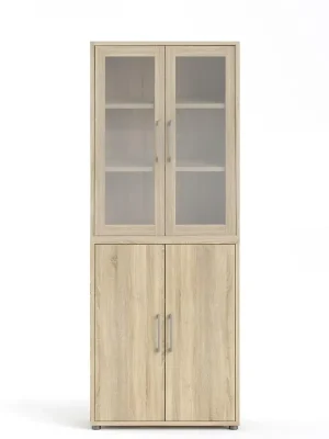 Výhodná Nabídka Skříň Modulo 89 x 40 x 221,5 cm, dveře kombi, dub sonoma / čirá