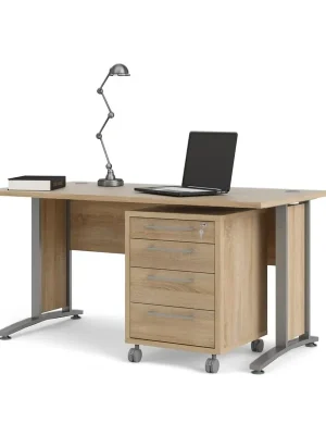 Autentický Kancelářský stůl Modulo 150 x 80 cm + kontejner, dub sonoma / šedá