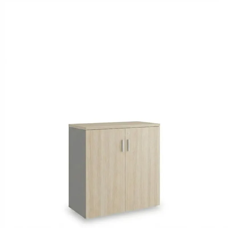 Nízká skříň SimpleOffice 80 x 40 x 80 cm, dub světlý / šedá Koupit Online