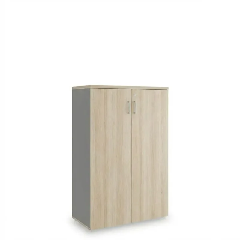 Střední skříň SimpleOffice 80 x 40 x 120 cm, dub světlý / šedá Horká Nabídka