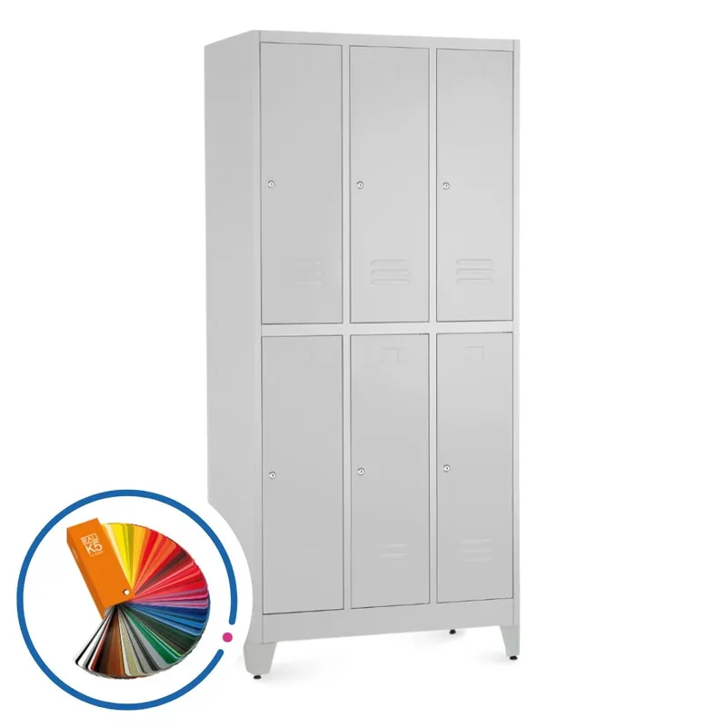 Cenový Hit Kovová šatní skříňka - 6 boxů, 90 x 45 x 196,5 cm, nastavitelné nožky, cylindrický zámek, libovolná RAL