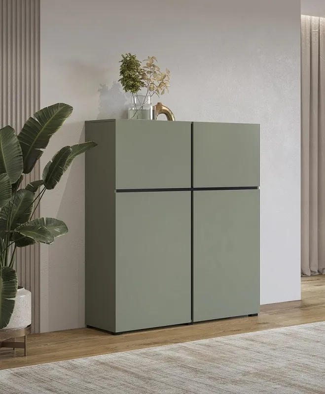 Vysoká komoda Cross - pine green / černá Jen Po Omezenou Doba