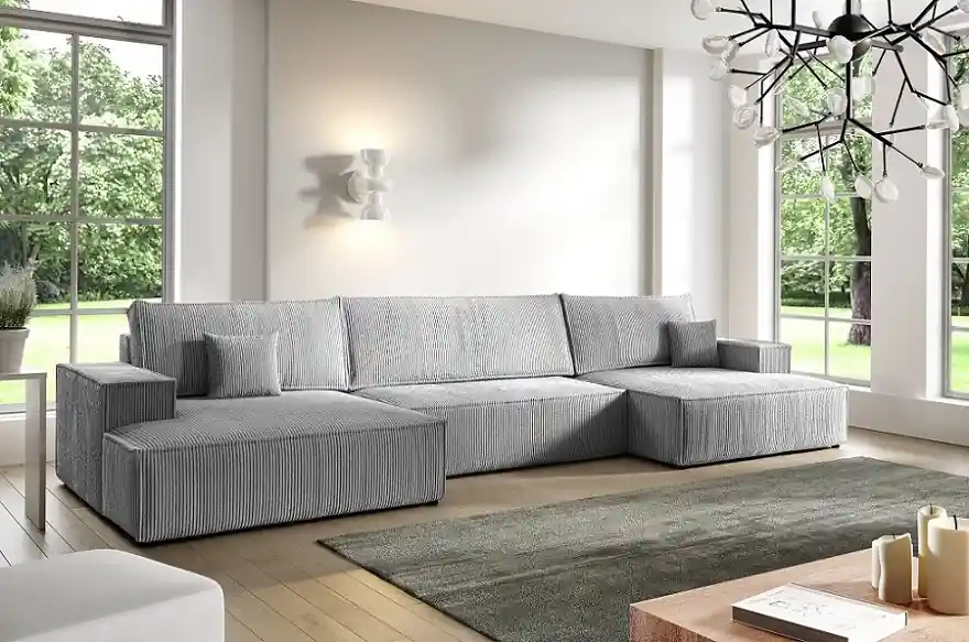 Rozkládací sedací souprava Novu U - tkanina Poso 55 světle šedá Objednat Nyní