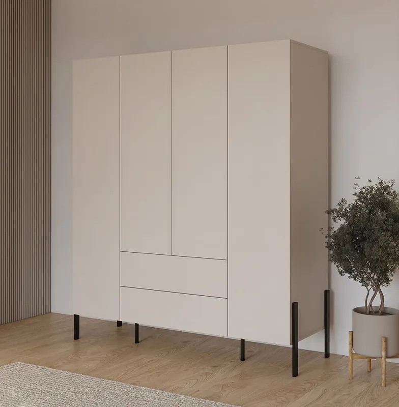 Šatní skříň Jukon S 4 dveře, 2 zásuvky – nadčasový kašmír Speciální Cena