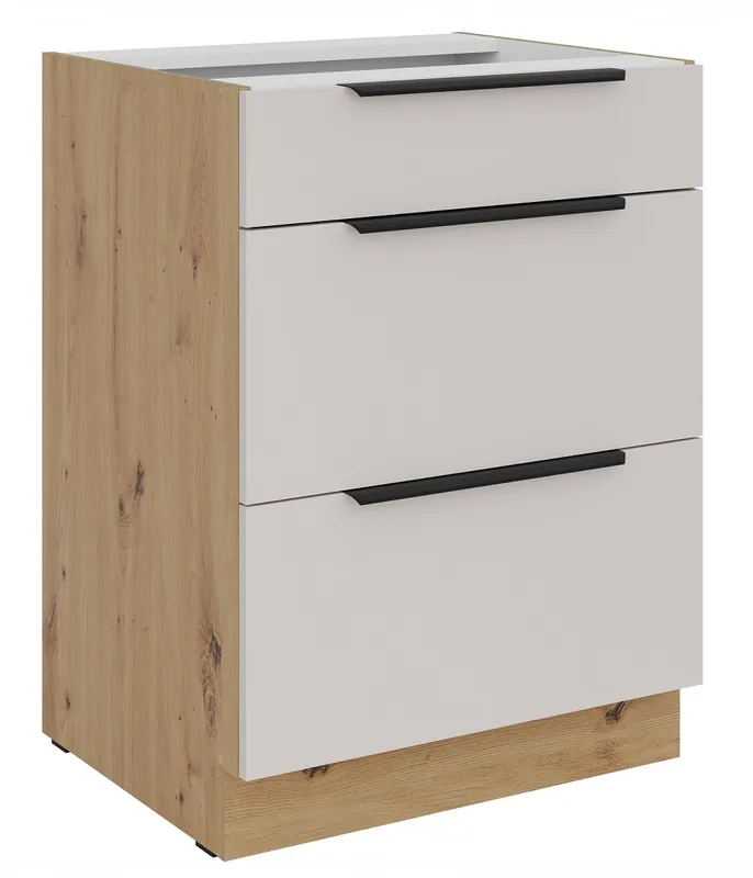 Ověřený Spodní skříňka se šuplíky Solea 60 D 3S BB - kašmír/dub artisan