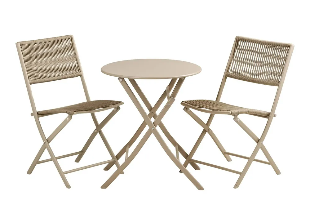 Zahradní bistro set ARCAS – stůl + 2 židle, kov, taupe Bezpečná Platba